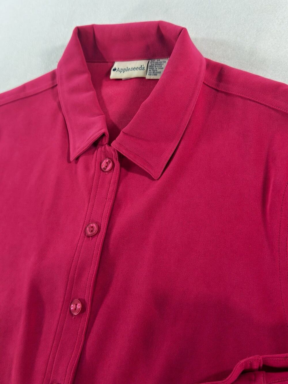 Appleseed’s Size 14 Hot Pink Stretch Button Front Shirt